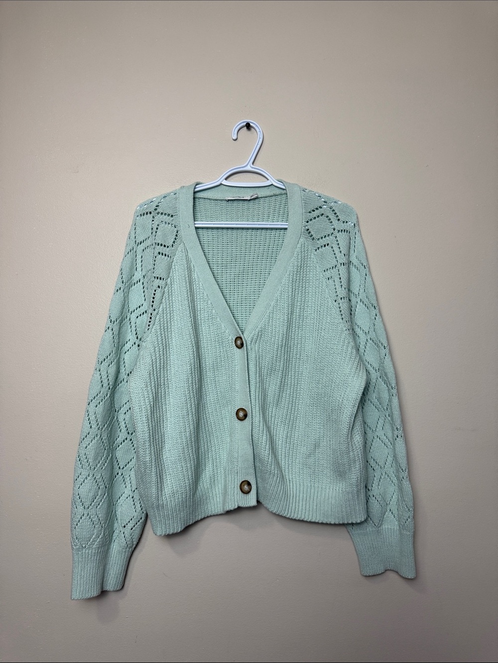 Ricki’s Light Mint Open-Knit Button Cardigan Sweater size XXL